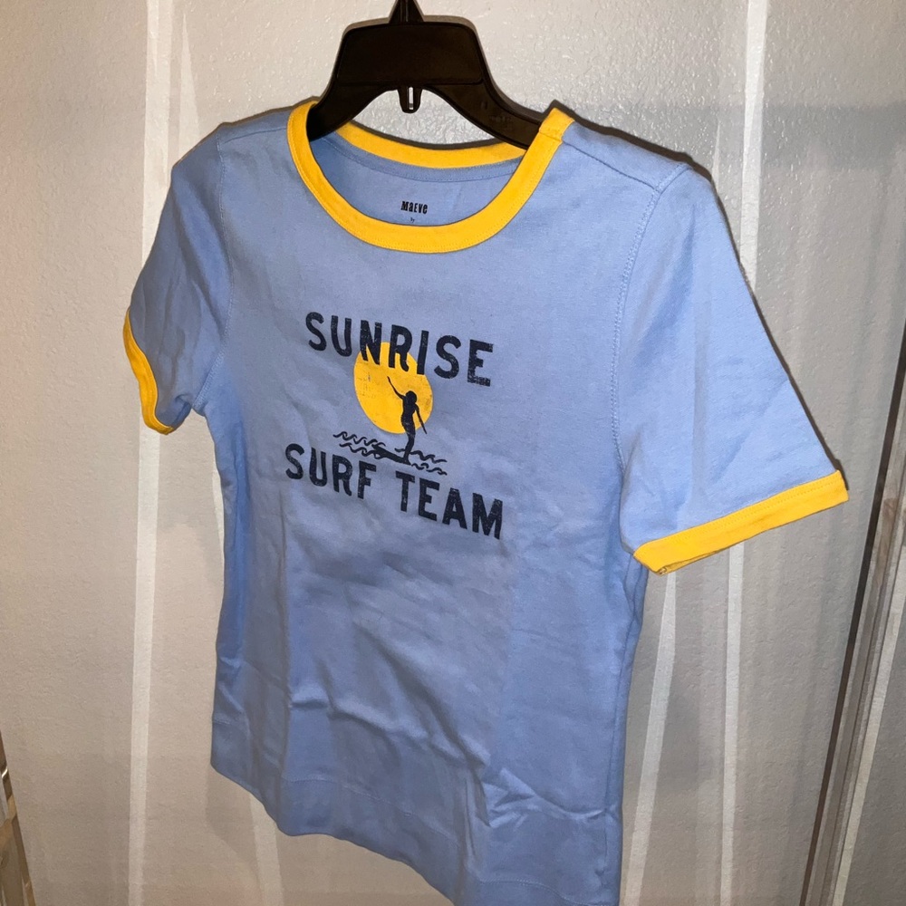 Anthropologie Maeve Blue and Yellow Tee